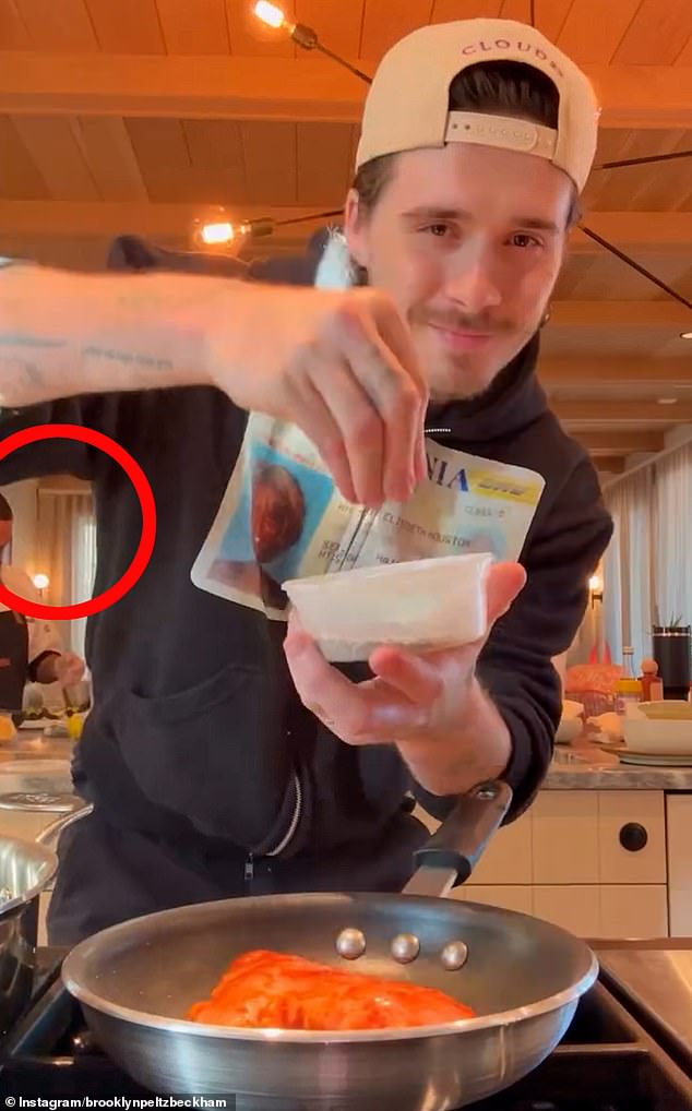 Following Brooklyn's foray into the food industry, the irony was not lost on his followers that their was a private chef in the background of his clip