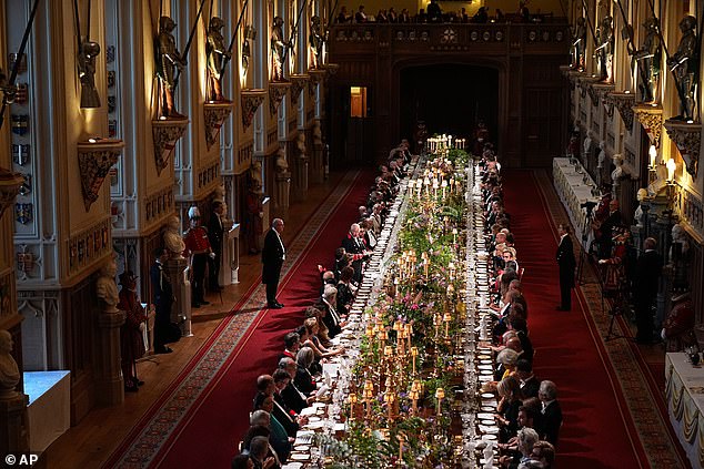 The banquet for France's President Emmanuel Macron and his wife Brigitte at Windsor Castle on Tuesday