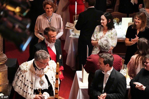 It been a busy trip for the Macrons, who have met a myriad of A-listers while in England. Pictured on Wednesday