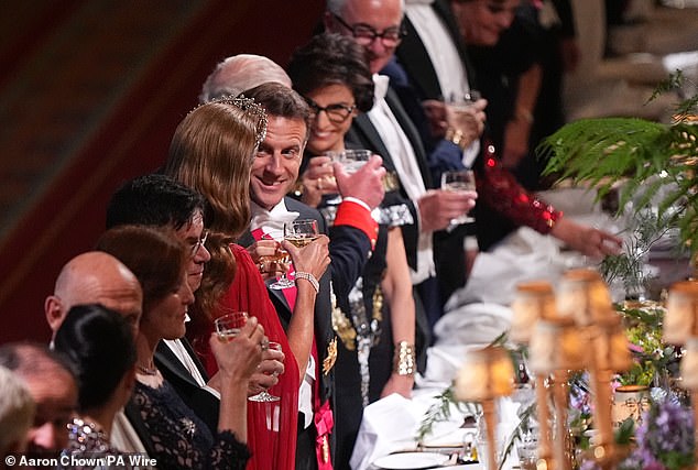 Macron toasted Princess Kate, who he was seated next to for the evening's state banquet in Windsor