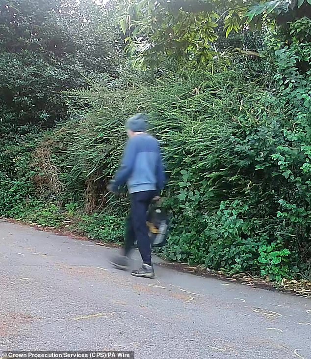 Minutes later Barclay is caught on the same CCTV camera walking past the spot Ms Barclay and her pet had been