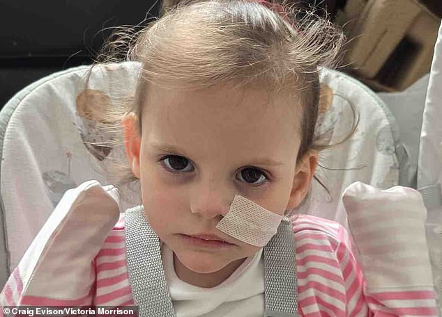 Pictured: Ruby-Rose, two, who has been diagnosed with a rare metabolic condition known as Megdel Syndrome
