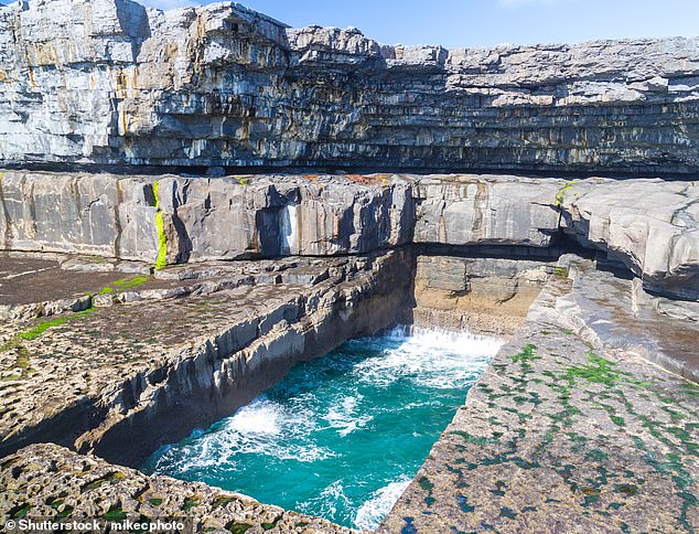 The famous Poll na bPéist - The Wormhole, Inishmore on Aran islands in Ireland