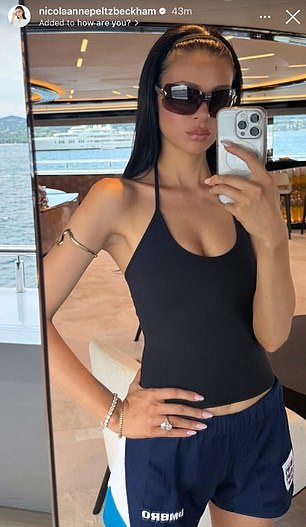 It comes as on Wednesday Nicola made a bizarre nod to father-in-law David Beckham as she sported a pair of his football shorts while out on her family's superyacht
