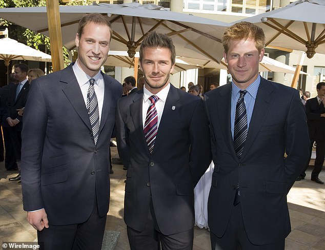 Prince William, Prince Harry and Beckham attend a reception for Fifa officials on behalf of the English Football Association in honour of the Fifa World Cup in 2010 in South Africa