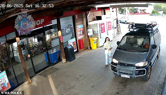 Carolina Wilga was seen at the Toodyay service station in the WA Wheatbelt (pictured)