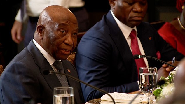 The Liberian leader appeared taking aback when Trump asked him where he was educated
