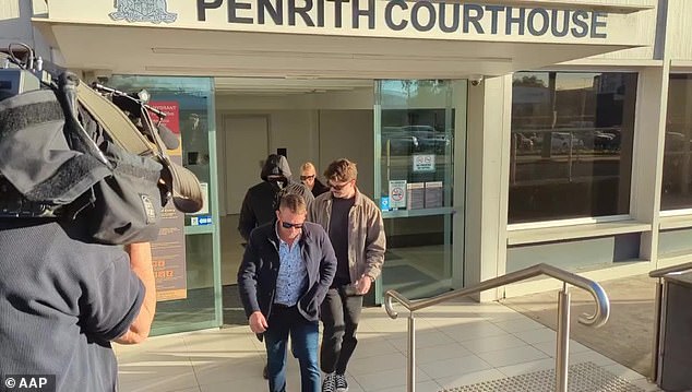 Black (pictured leaving court) pleaded guilty to assault occasioning actual bodily harm, using a prohibited weapon without a permit and three counts of common assault