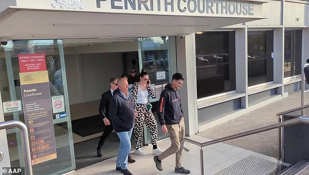Trautsch (pictured leaving court) pleaded guilty to one count of assault occasioning actual bodily harm, three counts of common assault and one count of using a prohibited weapon without a permit