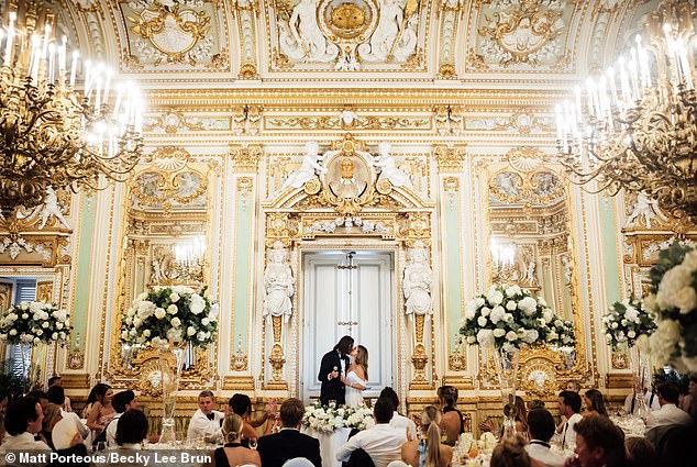 The reception then took place at Naxxar's Palazzo Parisio, an estate with exquisite gardens that was constructed in the 18th century - with Delta changing into two further gowns