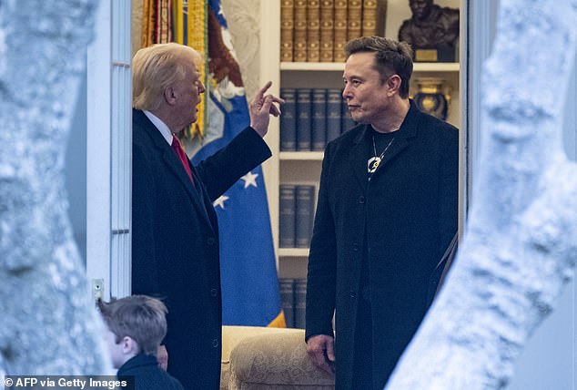 Trump and Elon Musk speaking in the Oval Office in March, before their public fallout