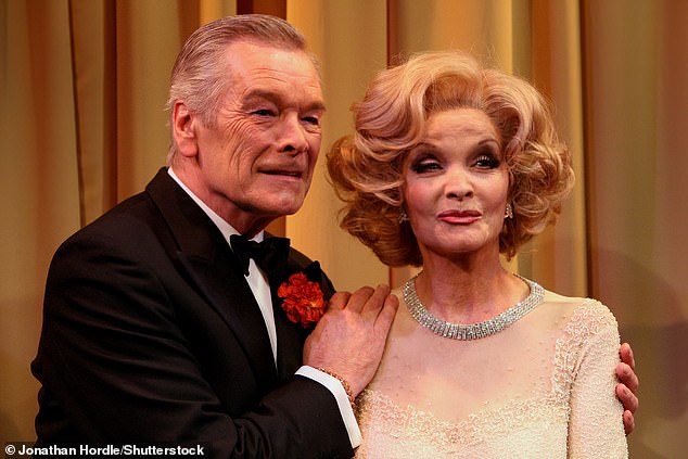Seen with actress Kate O'Mara - his co-star in the play Lunch with Marlene - in 2008