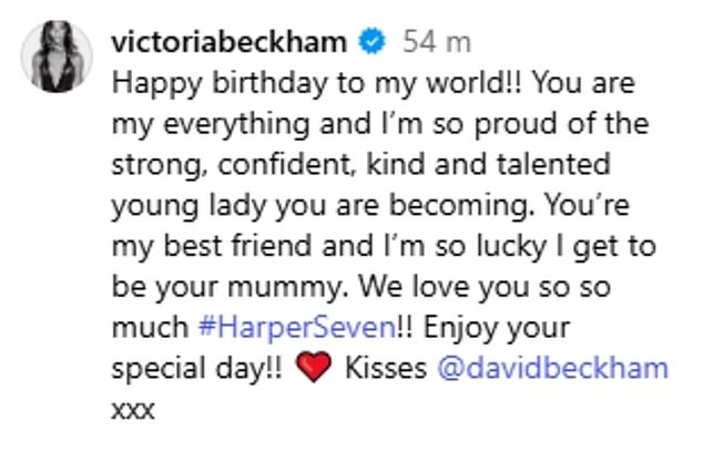Victoria wrote: 'Happy birthday to my world!! You are my everything and I’m so proud of the strong, confident, kind and talented young lady you are becoming'