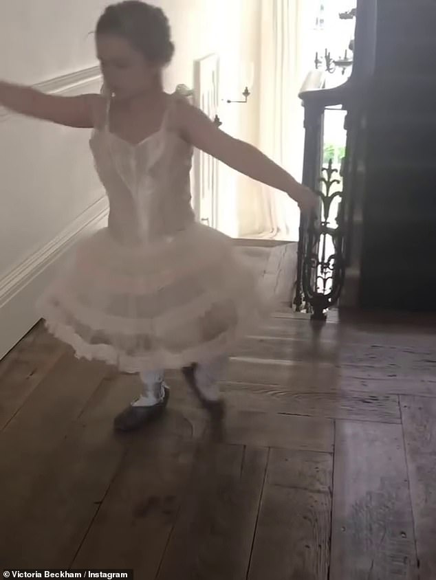 Victoria also shared an adorable clip of Harper dancing in the hallway as a child