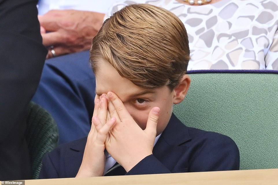 I can't look! Prince George looks anxious as he watches the men's final between Novak Djokovic and Nick Kyrgios, 2022