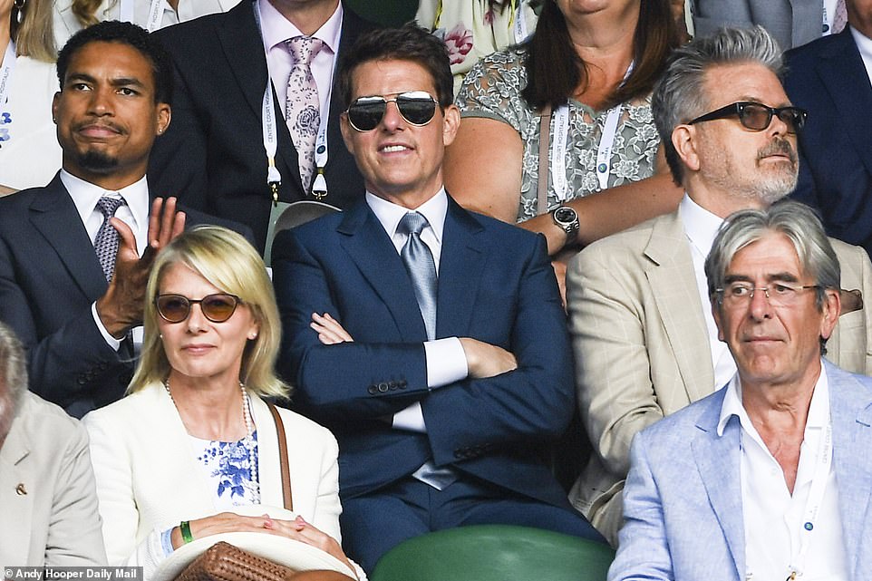 Tom Cruise provides some celebrity star dust in the Royal Box at Wimbledon, 2021