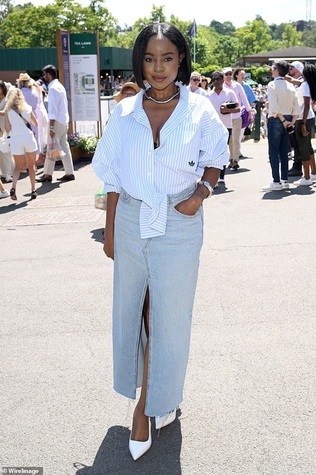 Another star in white was Keisha Buchanan who sported a striped shirt along with a light blue denim skirt