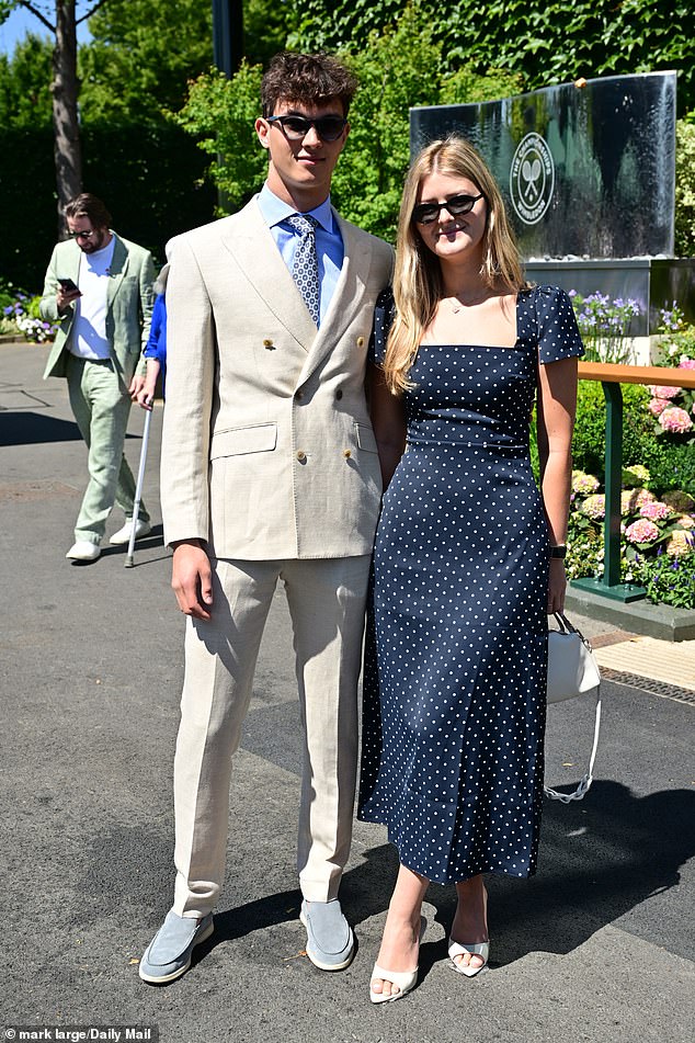 Also in attendance was racing driver Oliver Bearman who sported a beige suit with a light blue shirt and tie