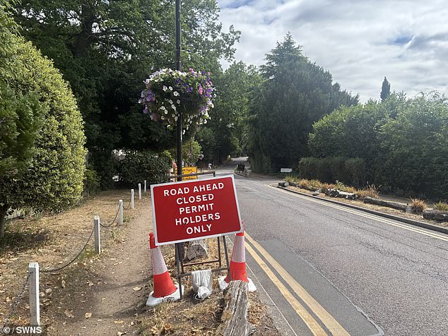 A sign which read 'Road ahead closed permit holders only' on a road near the Wimbledon Tennis courts