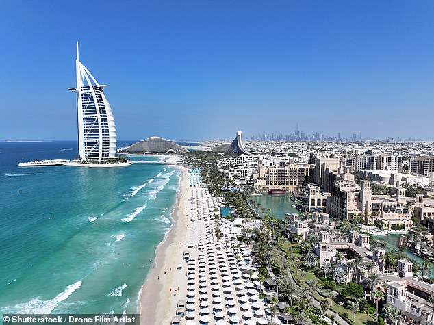 Trips to the United Arab Emirates have risen 26 per cent from £1,210 to £1,525 (Pictured: Dubai)