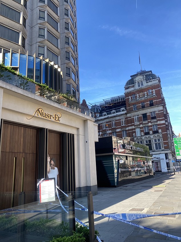 The crime scene, which surrounds the hotel and casino in central London today