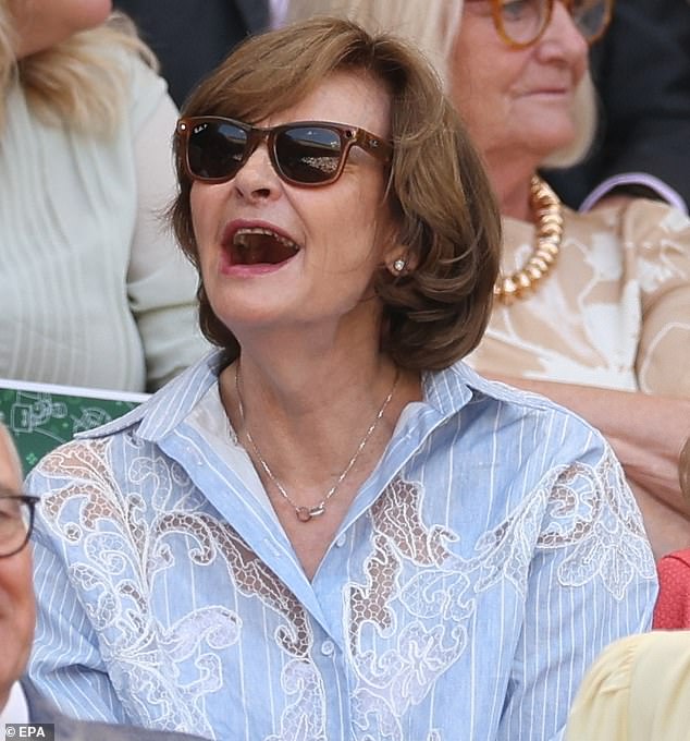 Cherie Blair, the spouse of former Prime Minister of the United Kingdom Tony Blair, appeared in high spirits as she watched the action in the Royal Box
