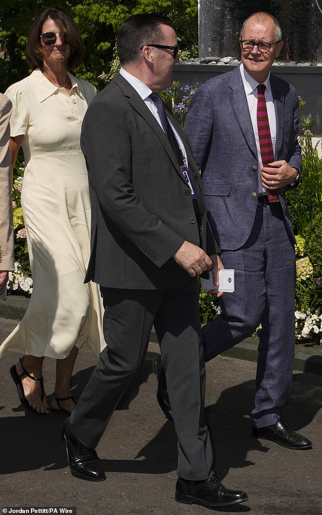 Lord Patrick Vallance, former government chief scientific adviser, arrives on day eleven, with his wife Sophia Ann Dexter behind him