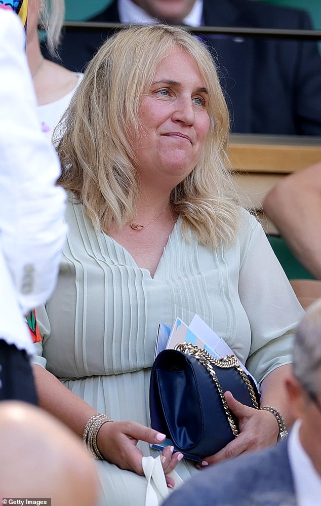 Manager of the United States football team, Emma Hayes, is pictured sitting in the Royal Box on Thursday afternoon
