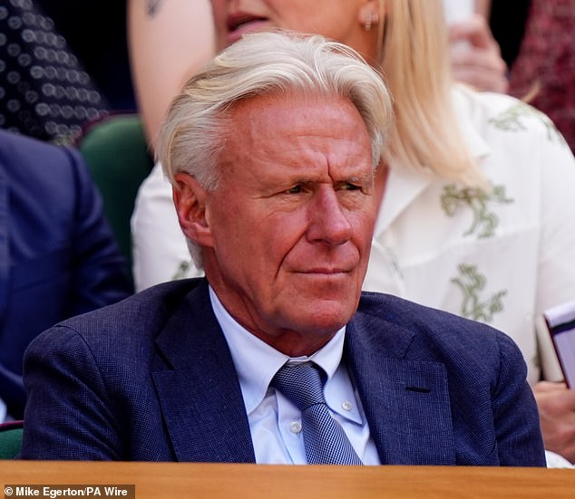 Former world number one tennis plyer Bjorn Borg sported a tan as he watched the action unfold today