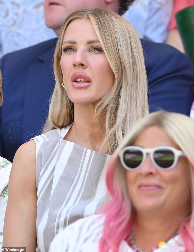 38-year-old singer Ellie Goulding put on a stunning display in a striped dress on day 11 of the competition
