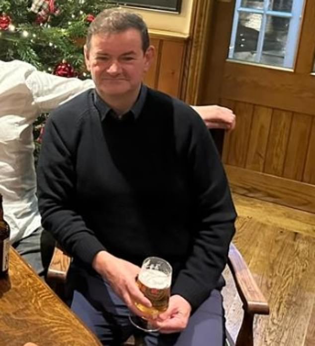 Cartwright (pictured) called 999 at 8.30am on April 14 claiming he had found Ms Mickleburgh's lifeless body next to him in bed at the hotel in Bagshot, jurors were told