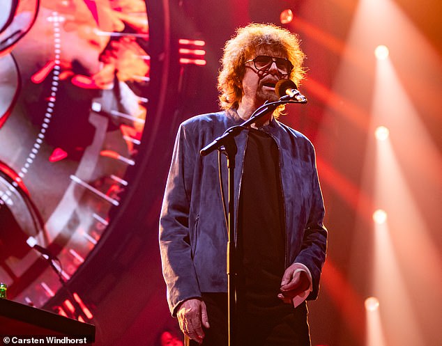 During his first Manchester show on Wednesday, Jeff himself revealed he'd suffered a broken hand earlier in the week (pictured in Birmingham on Sunday)