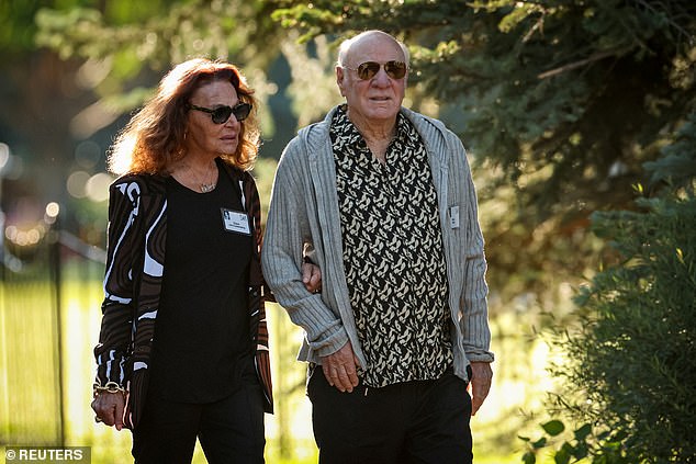 Also pictured in attendance was chairman and senior executive of IAC and Expedia Group Barry Diller, 83, who arrived with his wife, fashion designer Diane von Fusternberg, 78, weeks after he came out as gay in his memoirs