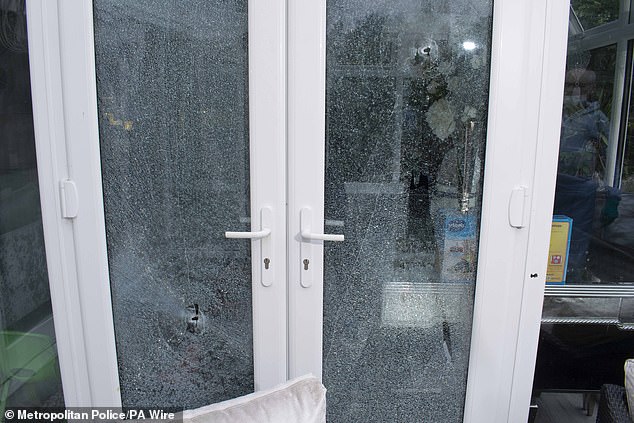 Six bullets were fired at Allen through the kitchen window (pictured) of the detached house