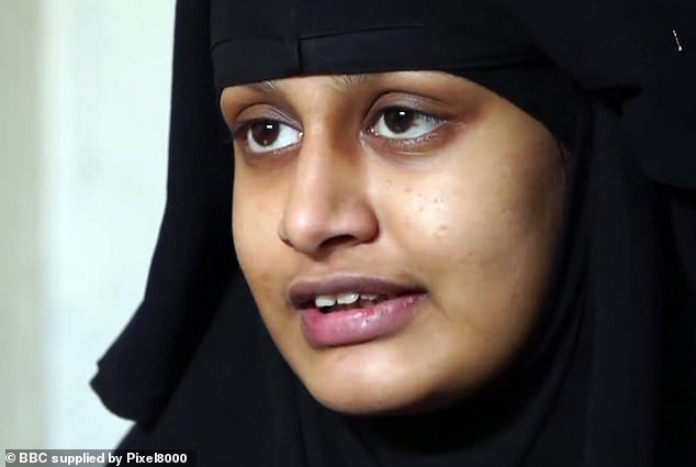 Hermer argued in favour of reinstating the British citizenship of dim-witted jihadi bride Shamima Begum (pictured), who left the UK aged 15 to join Islamic State in Syria