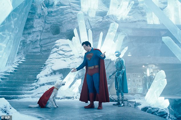 PETER HOSKIN: When we first meet him, he¿s admittedly a little bloodied and bruised, after crashing into the frozen ground of the Arctic. But he soon whistles a, erm, caped superdog called Krypto to his aid