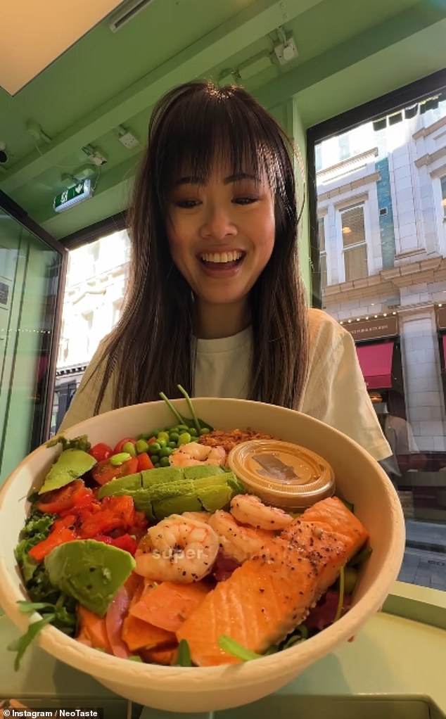 One woman was shocked when she realised her salmon and prawn personalised salad meal deal cost £25.30 (pictured)