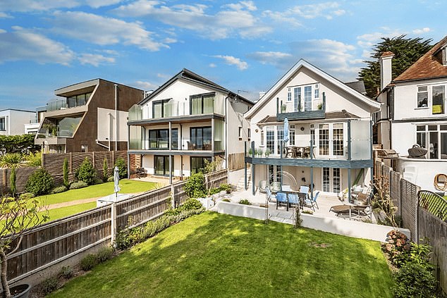 One four bedroom property (pictured), which is only a two-minute walk from Sandbanks beach and Canford Cliffs Village was listed at £1,750,000, following a £100,000 price reduction last November