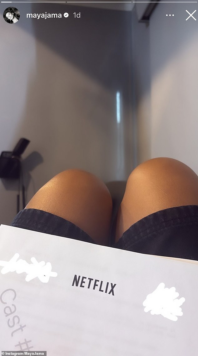 The news comes after she reportedly 'landed a sizzling new role' in the second series of Guy Ritchie 's gangster drama The Gentlemen (pictured: a Netflix script Maya posted on social media earlier this year)