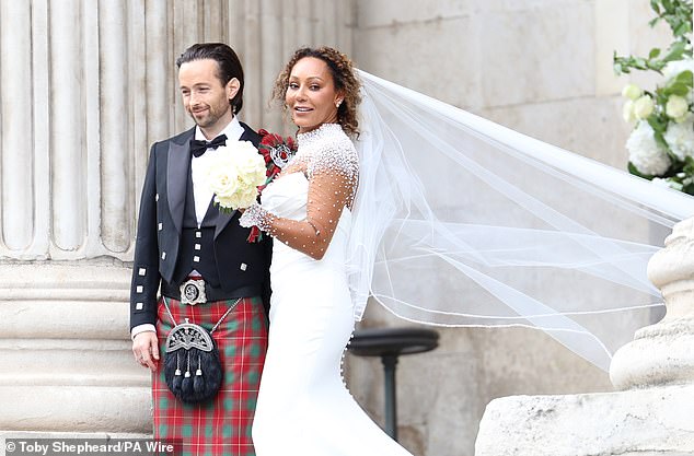 The comedian joined a slew of stars for the celebration at London's St Paul's Cathedral over the weekend, where the Spice Girl tied the knot for the third time with hairdresser Rory McPhee