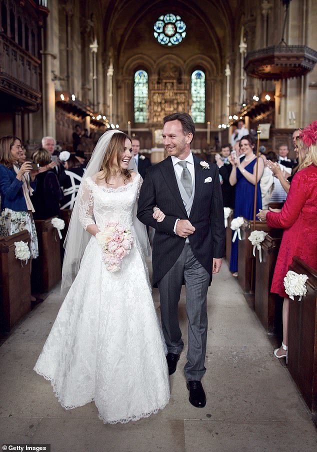 The pair on their wedding day in May 2015 at St Mary's Church in Woburn, Bedfordshire