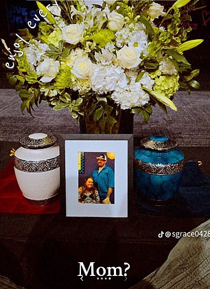 She posted a photo of two urns containing her parents' remains