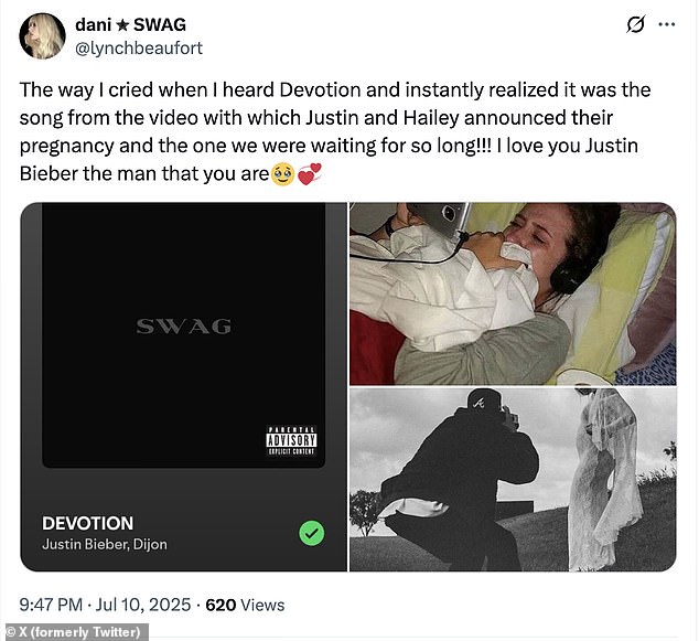 Some songs had seemingly autobiographical titles, like Dadz Love, which could refer to Justin becoming a father last year. The song was also a clue to how long Bieber had been sitting on the material, as one fan clocked it as the tune soundtracking their pregnancy announcement