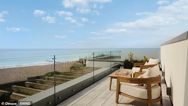 Outside, the property offers a south-facing garden, multiple terraces, an outdoor kitchen with an Ooni pizza oven and BBQ area, as well as a wood surround Skargards hot tub