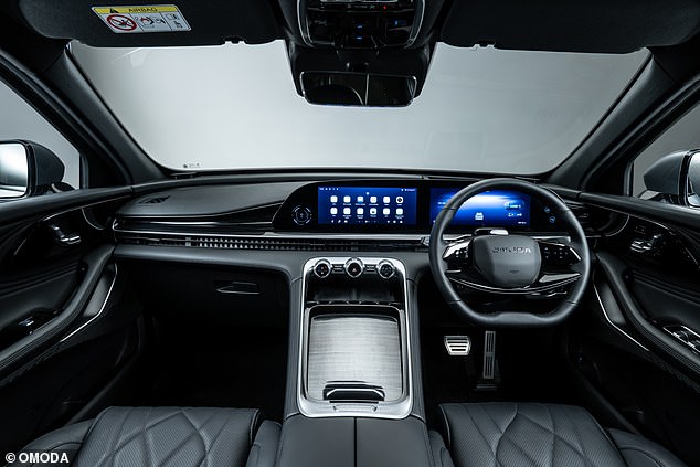The interior is well-designed and pretty luxurious for the price, with synthetic leather, aluminum accents, a 24.6-inch touchscreen, heated and ventilated front and rear seats, and a panoramic sunroof