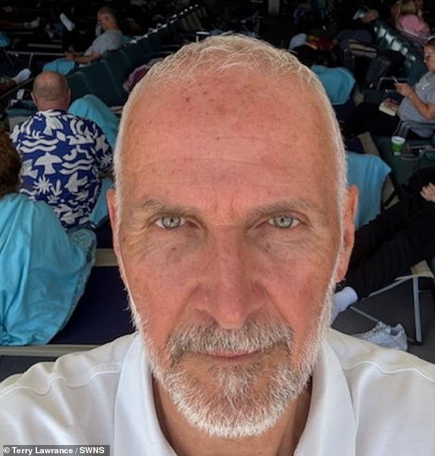British passenger Terry Lawrance, 66, said it was like a 'war zone', with passengers camped out on rows of airbeds