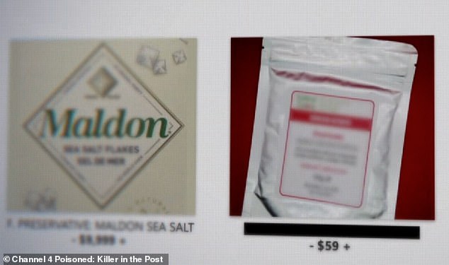 Law advertised the poison next to everyday household essentials, such as salt and other kitchen goods (pictured)
