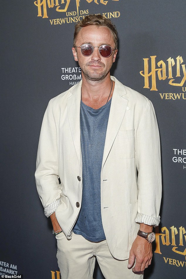 He completed the look with a blue T-shirt and round shades as he posed for snaps