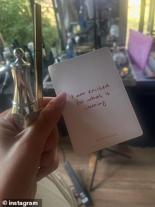 'I'm exciting for what's to come', a card she shared read