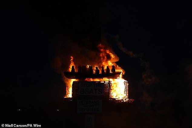 The towering bonfires, built with wooden pallets, are mostly torched on the Tenth and Eleventh Night and have long been synonymous with Protestant culture